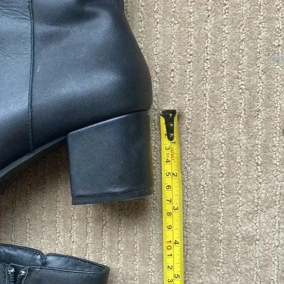 ARTICA Leather Ankle Boots, small medium heel, black, size 8.